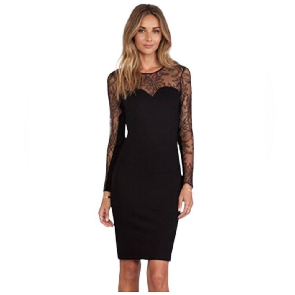 NWT MASON Black Lace‎ Bodycon Dress Sz Small Sheer Sexy LBD Party Cocktail Club